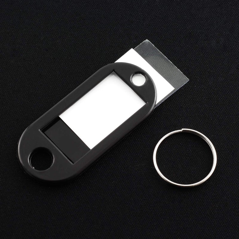 Lind Kitchen 40pcs Black Key Ring Label Tags Plastic Keys Holder and Identifier Name Number Address Information Label Card for Keys ID 5x2.2cm - Image 5